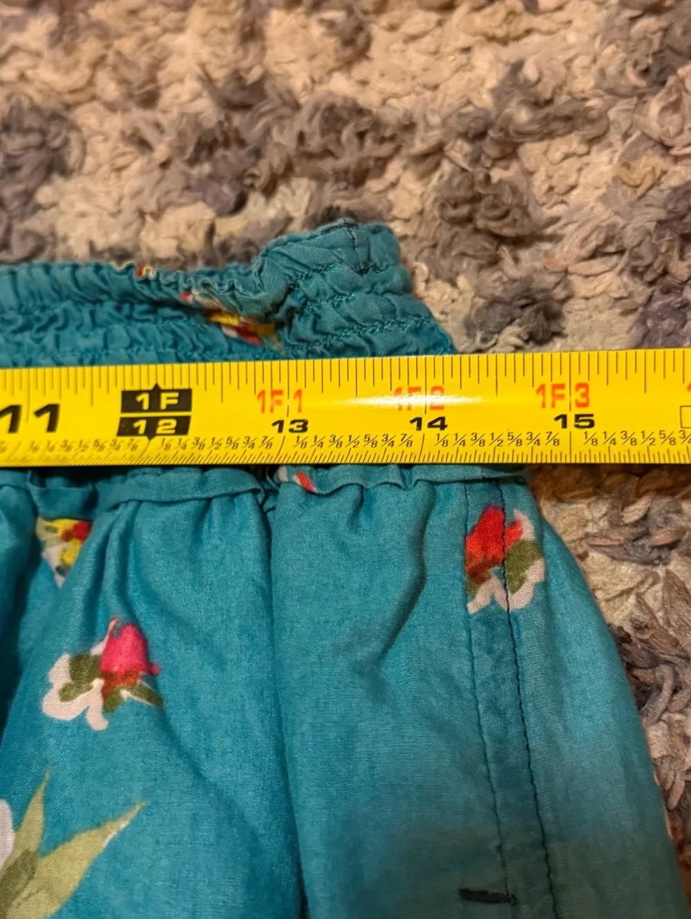 Hollister Small Teal Floral Smocked Mini Skirt
